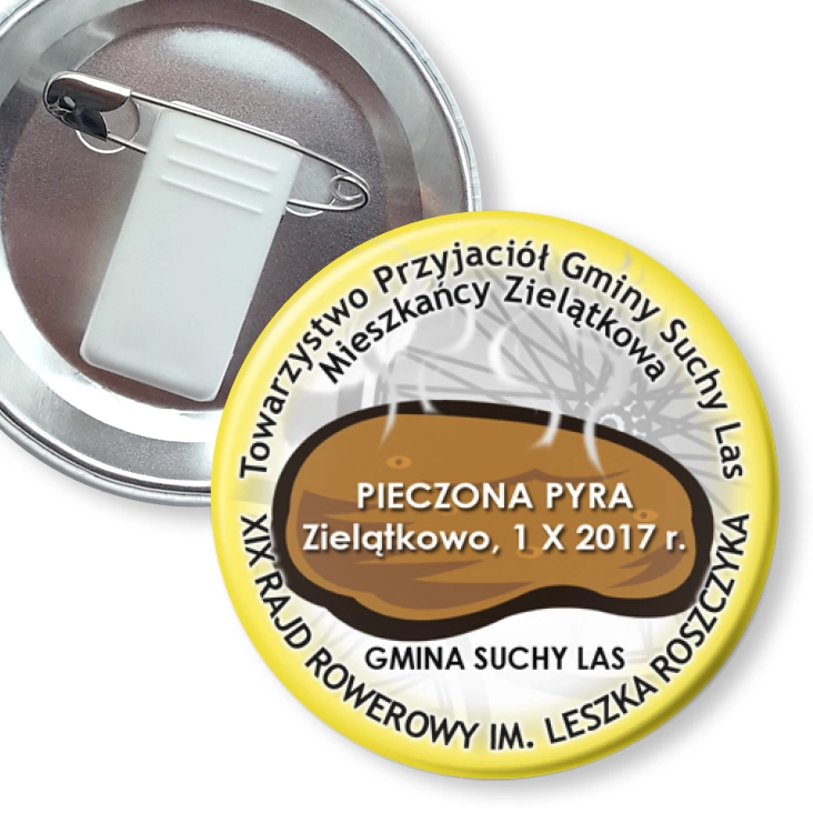 przypinka z żabką i agrafką Pieczona Pyra 2017