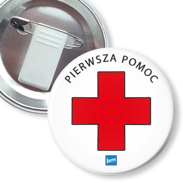 przypinka z żabką i agrafką Pierwsza pomoc