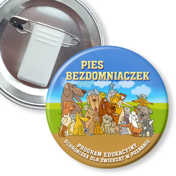 przypinka z żabką i agrafką Pies Bezdomniaczek