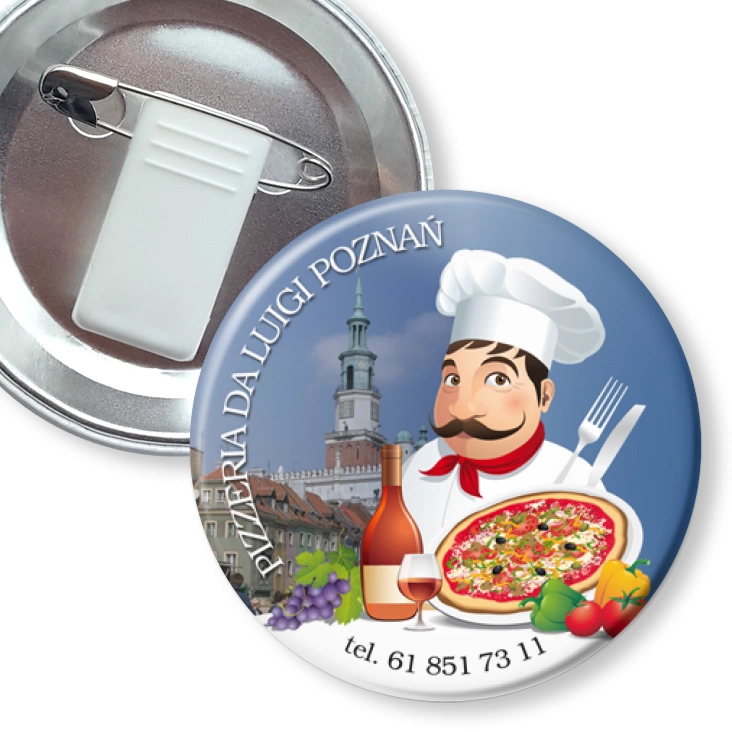 przypinka z żabką i agrafką Pizzeria da Luigi