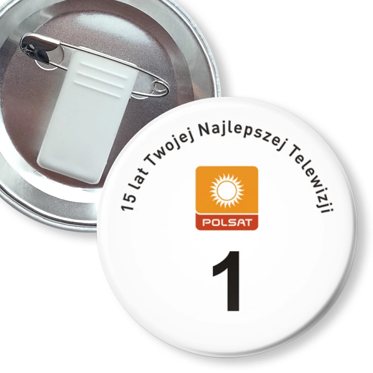 przypinka z żabką i agrafką Polsat - Twoja najlepsza Telewizja