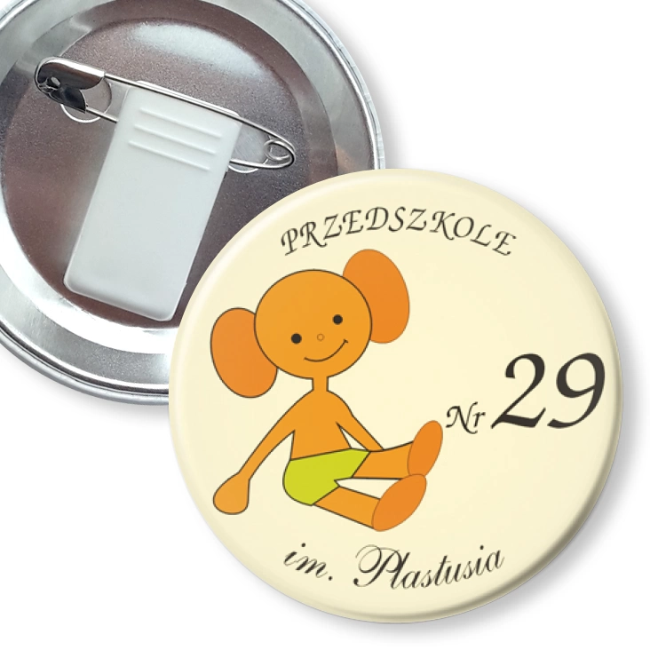 przypinka z żabką i agrafką Przedszkole nr 29