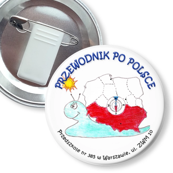 przypinka z żabką i agrafką Przewodnik po Polsce