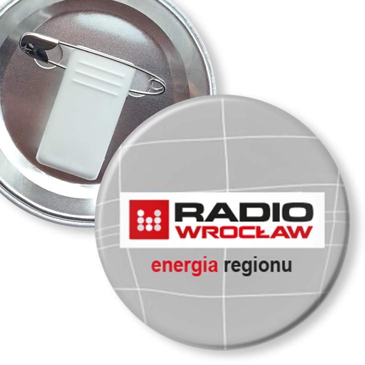 przypinka z żabką i agrafką Radio Wrocław