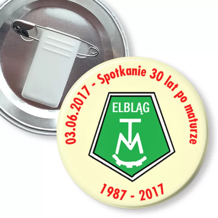 przypinka z żabką i agrafką Spotkanie 30 lat po maturze