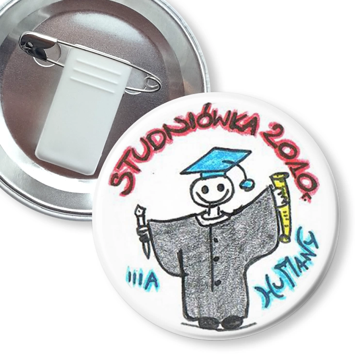 przypinka z żabką i agrafką Studniówka 2010