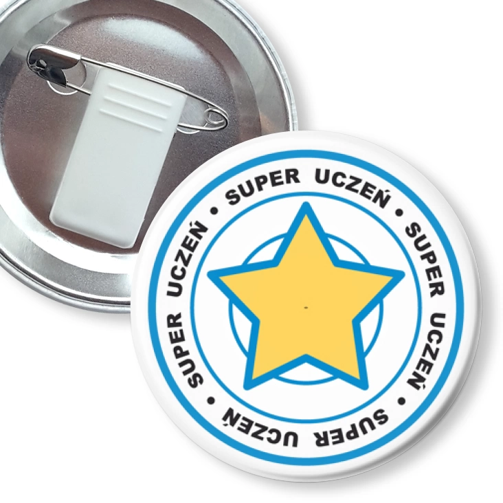 przypinka z żabką i agrafką Super uczeń
