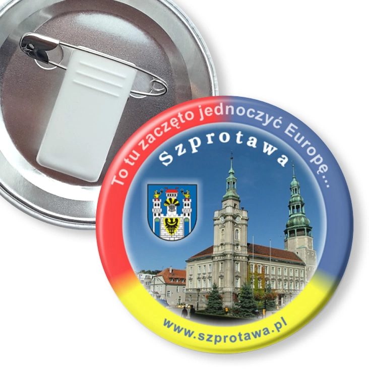 przypinka z żabką i agrafką Szprotawa