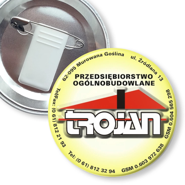 przypinka z żabką i agrafką TROJAN