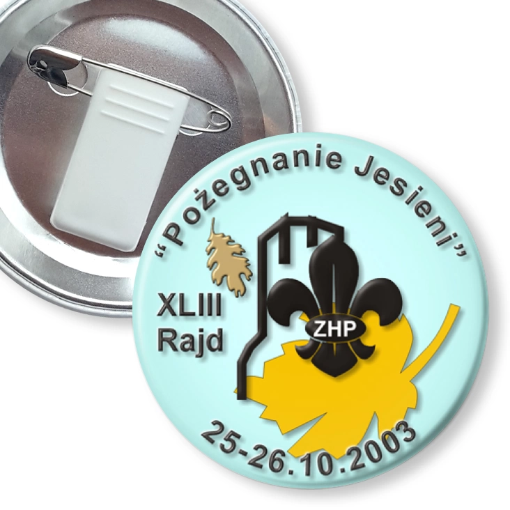 przypinka z żabką i agrafką XLIII Rajd Pożegnanie Jesieni