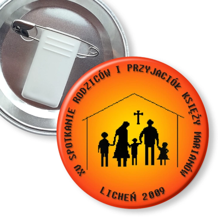 przypinka z żabką i agrafką XV Spotkanie Rodziców i Przyjaciół Księży Marianów