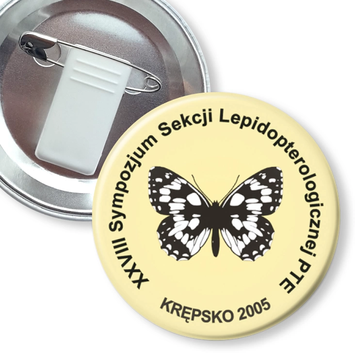przypinka z żabką i agrafką XXVIII Sympozjum Sekcji Lepidopterologicznej PTE