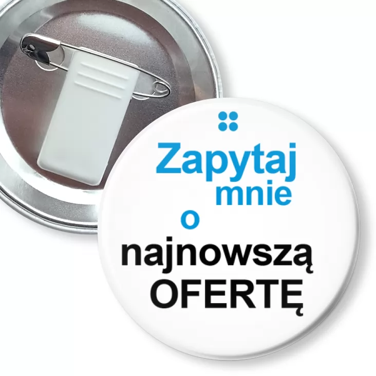przypinka z żabką i agrafką Zapytaj mnie o....