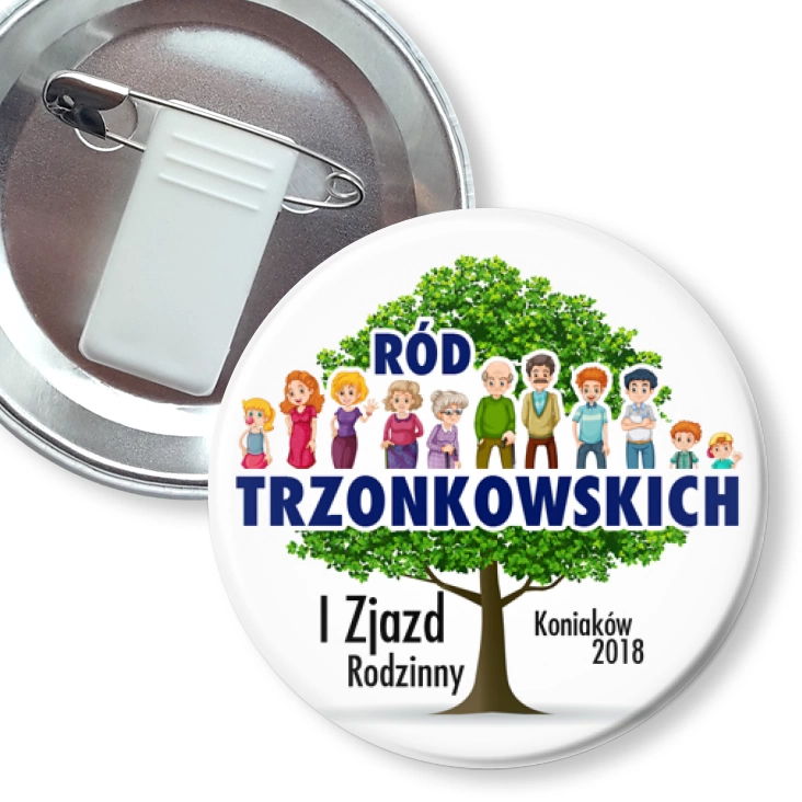 przypinka z żabką i agrafką Zjazd Rodzinny