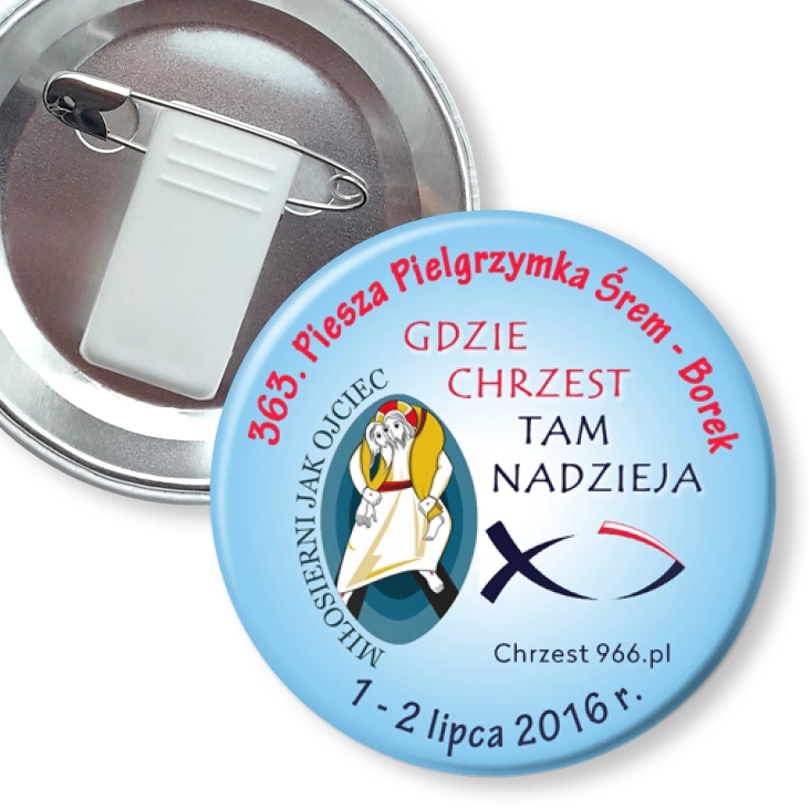 przypinka z żabką i agrafką 363. Piesza Pielgrzymka