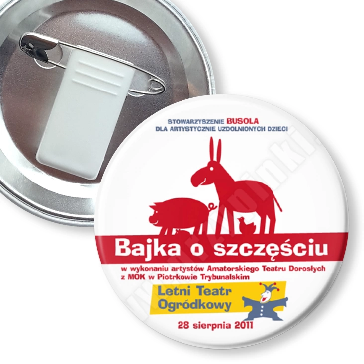przypinka z żabką i agrafką Bajka o szczęściu