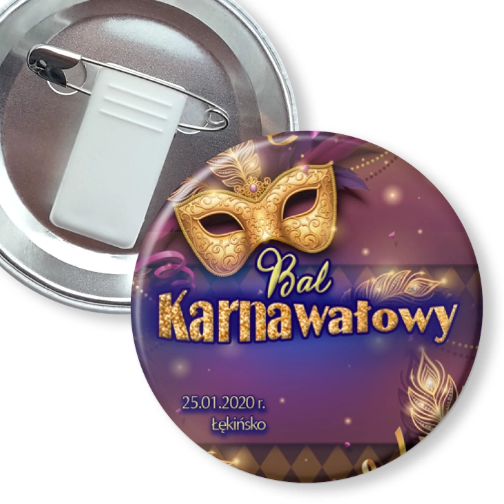 przypinka z żabką i agrafką Bal karnawałowy