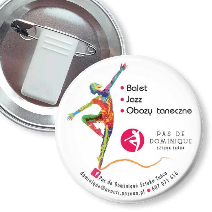 przypinka z żabką i agrafką Balet - Jazz - Obozy taneczne