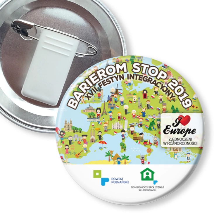 przypinka z żabką i agrafką Barierom Stop 2019