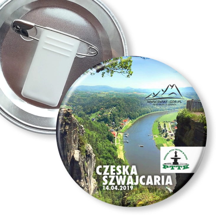 przypinka z żabką i agrafką Czeska Szwajcaria