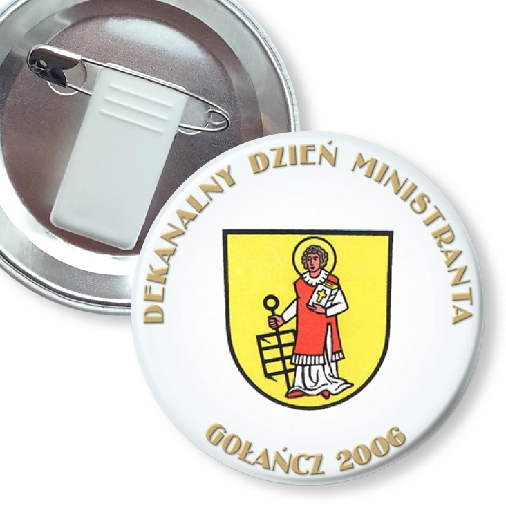 przypinka z żabką i agrafką Dekanalny Dzień Ministranta - Gołańcz 2006