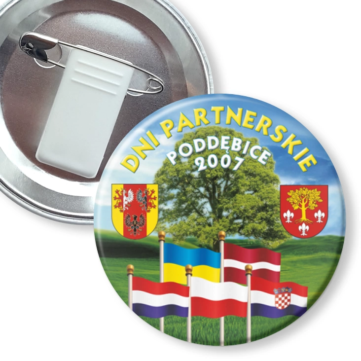 przypinka z żabką i agrafką Dni Partnerstwa - Poddębice 2007