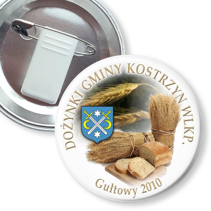 przypinka z żabką i agrafką Dożynki Gminy Kostrzyn Wlkp. - 2010