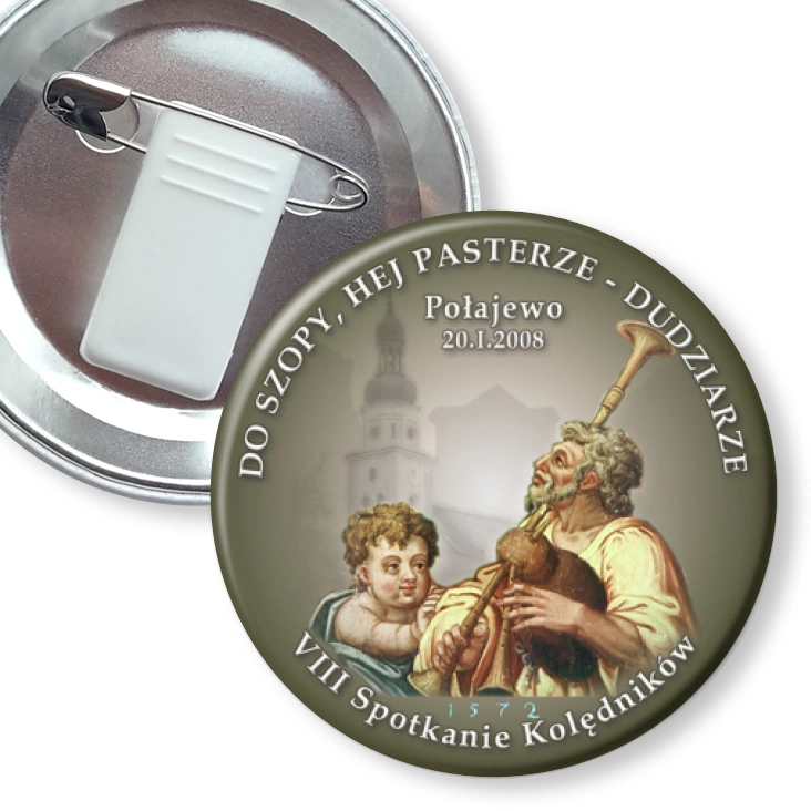 przypinka z żabką i agrafką Dudziarze 2008