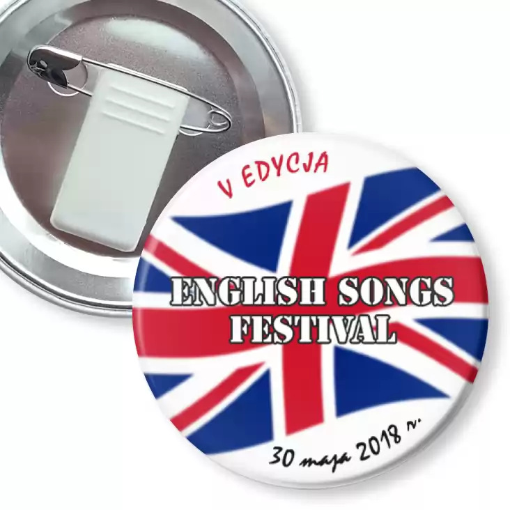 przypinka z żabką i agrafką English Songs Festival