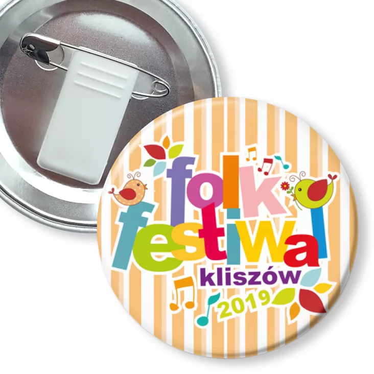 przypinka z żabką i agrafką Folk Festiwal 2019