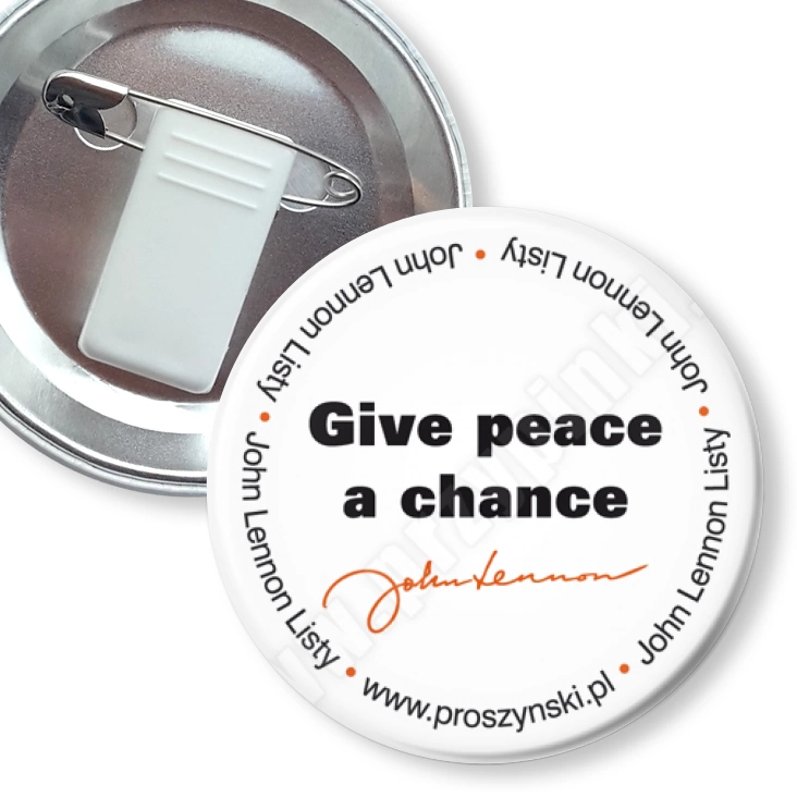 przypinka z żabką i agrafką Give peace a chance