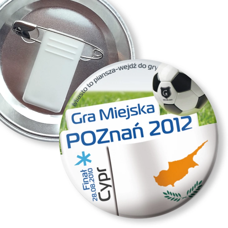 przypinka z żabką i agrafką Gra Miejska - Poznań 2012 - Cypr
