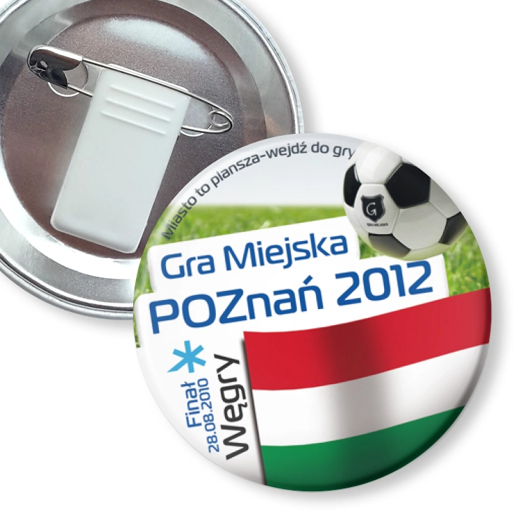 przypinka z żabką i agrafką Gra Miejska - Poznań 2012 - Węgry