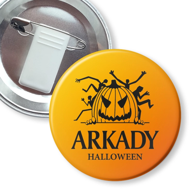 przypinka z żabką i agrafką Halloween orange