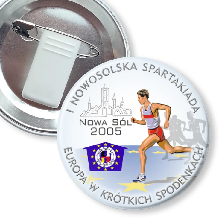 przypinka z żabką i agrafką I Nowosolska Spartakiada