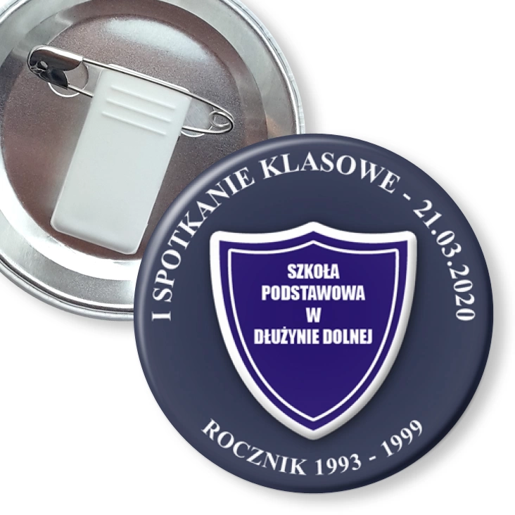 przypinka z żabką i agrafką I spotkanie klasowe