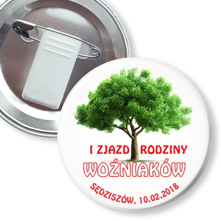 przypinka z żabką i agrafką I Zjazd Rodziny Woźniaków