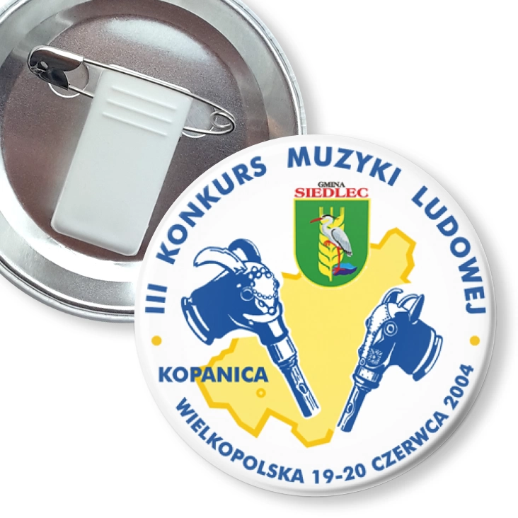 przypinka z żabką i agrafką II Konkurs Muzyki Ludowej