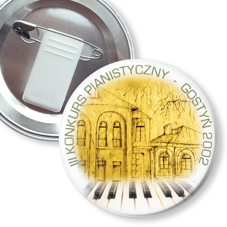 przypinka z żabką i agrafką Konkurs Pianistyczny Gostyń 2002
