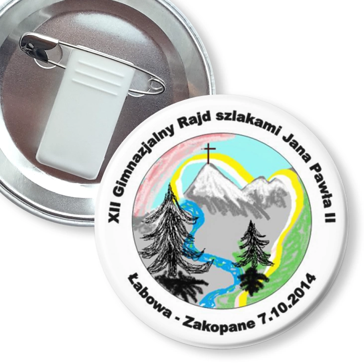 przypinka z żabką i agrafką Łabowa Rajd Szlakami Jana Pawła II