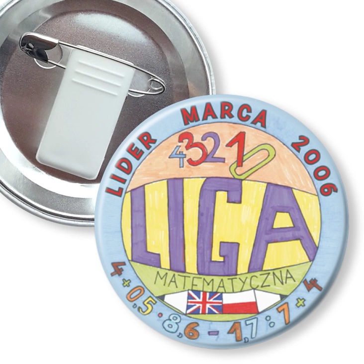 przypinka z żabką i agrafką Liga matematyczna - lider marca 2006