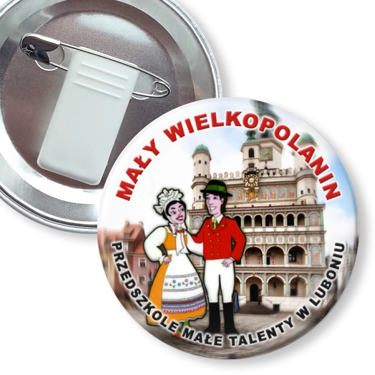 przypinka z żabką i agrafką Mały Wielkopolanin