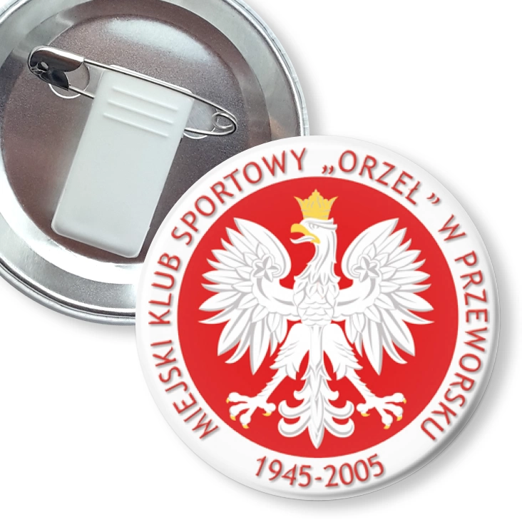 przypinka z żabką i agrafką Miejski Klub Sportowy Orzeł w Przeworsku