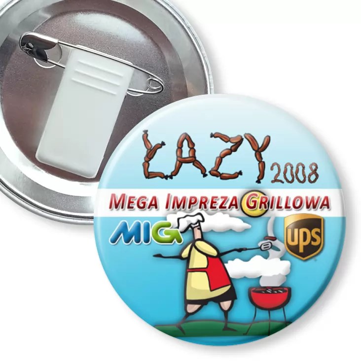 przypinka z żabką i agrafką MIG 2008 - Mega Impreza Grillowa