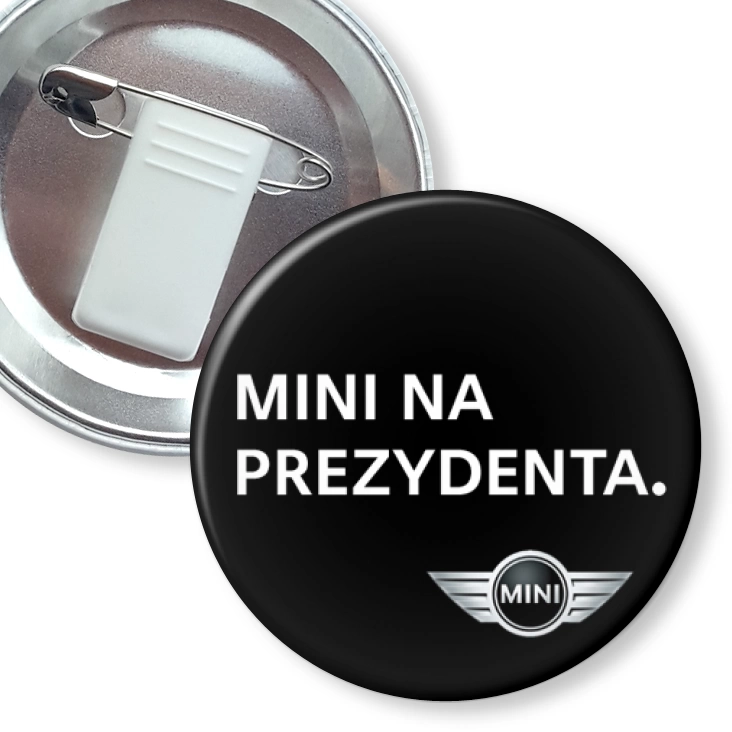 przypinka z żabką i agrafką Mini na prezydenta