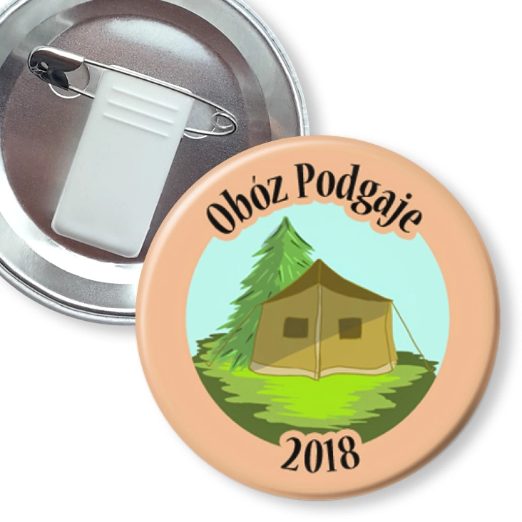 przypinka z żabką i agrafką Obóz Podgaje 2018