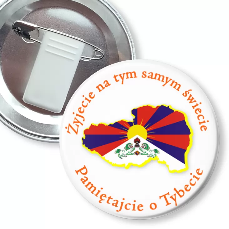 przypinka z żabką i agrafką Pamiętajcie o Tybecie