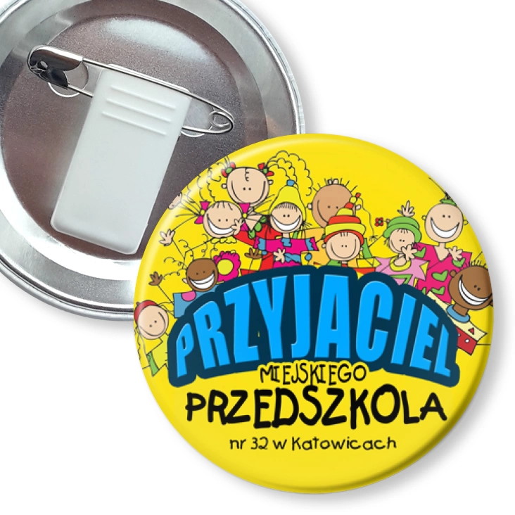 przypinka z żabką i agrafką Przyjaciel przedszkola