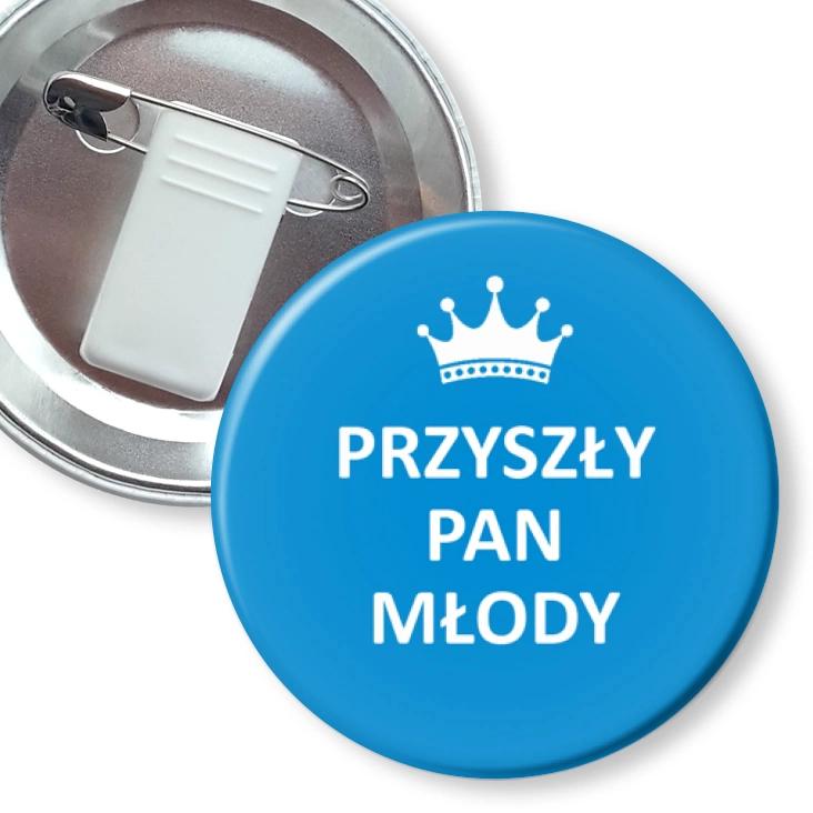 przypinka z żabką i agrafką Przyszły Pan Młody