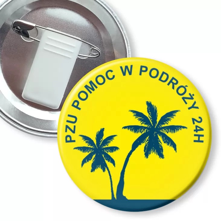 przypinka z żabką i agrafką PZU Pomoc w podróży